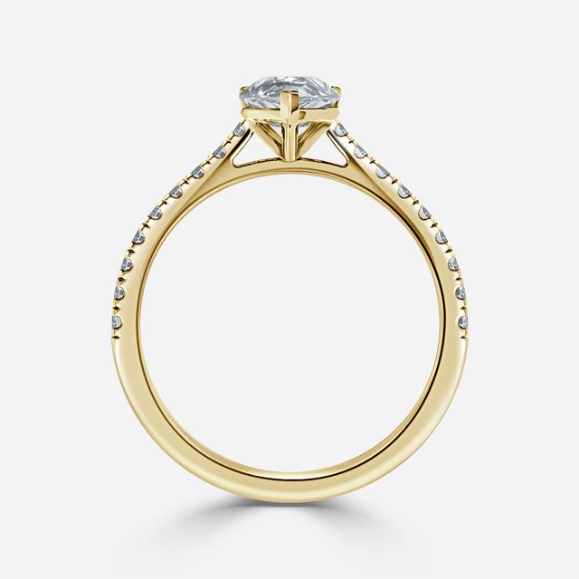 Avery Yellow Gold Plain Band Bridal Set Engagement Ring