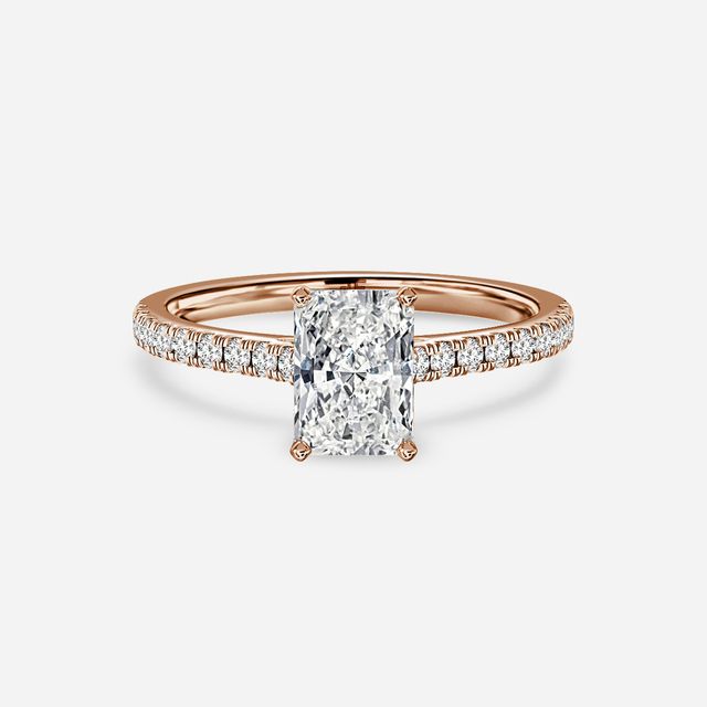 Avery Rose Gold Plain Band Bridal Set Engagement Ring