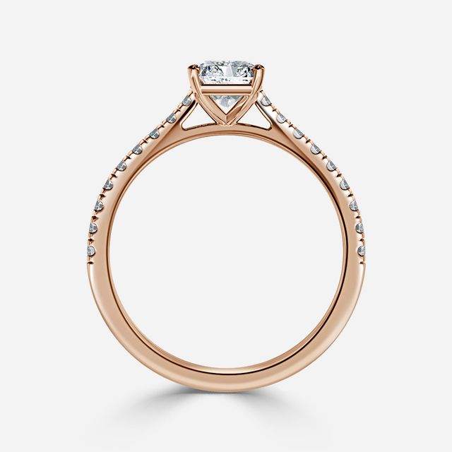 Avery Rose Gold Plain Band Bridal Set Engagement Ring