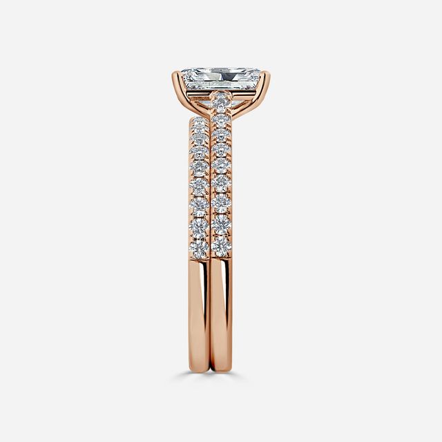 Avery Rose Gold Pave Band Bridal Set Engagement Ring