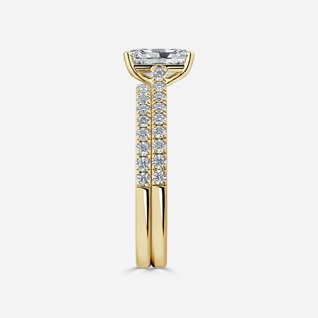 Avery Yellow Gold Pave Band Bridal Set Engagement Ring