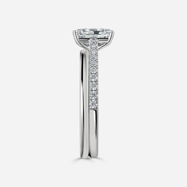 Avery Platinum Plain Band Bridal Set Engagement Ring
