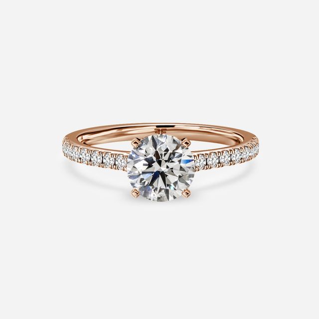 Avery Rose Gold Plain Band Bridal Set Engagement Ring