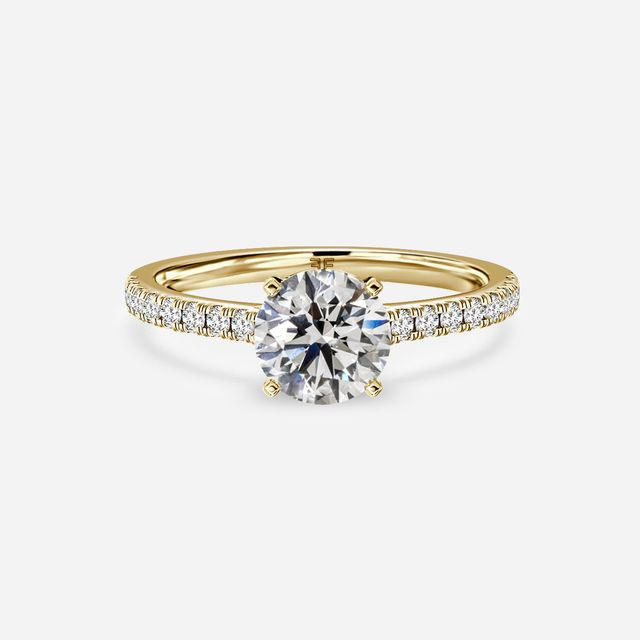 Avery Yellow Gold Plain Band Bridal Set Engagement Ring