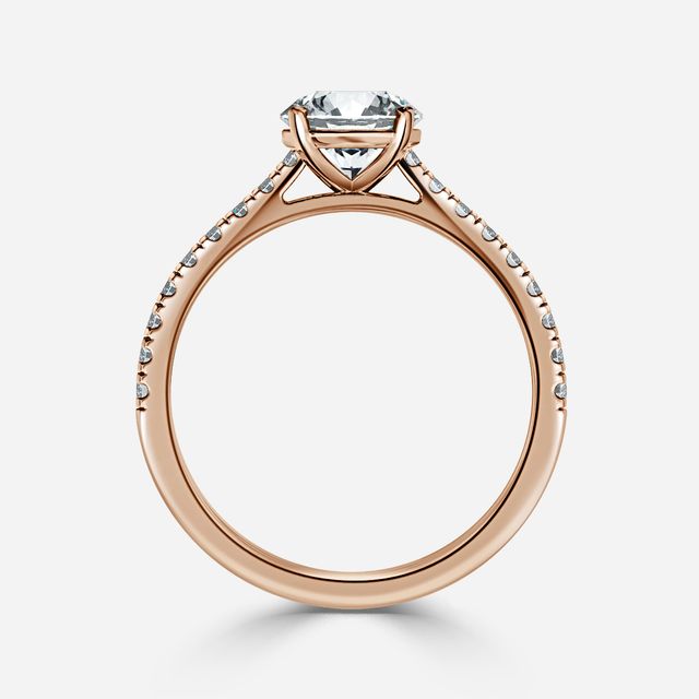 Avery Rose Gold Plain Band Bridal Set Engagement Ring