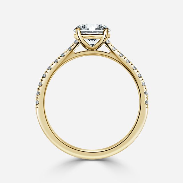 Avery Yellow Gold Plain Band Bridal Set Engagement Ring