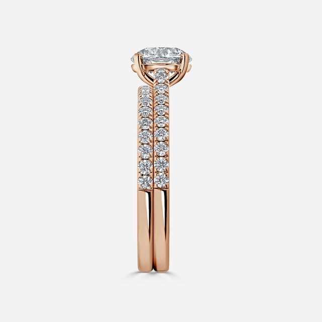 Avery Rose Gold Pave Band Bridal Set Engagement Ring