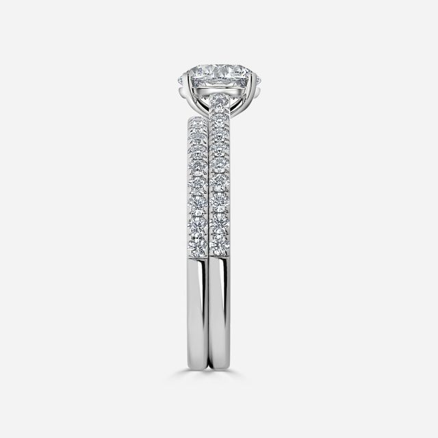 Avery White Gold Pave Band Bridal Set Engagement Ring