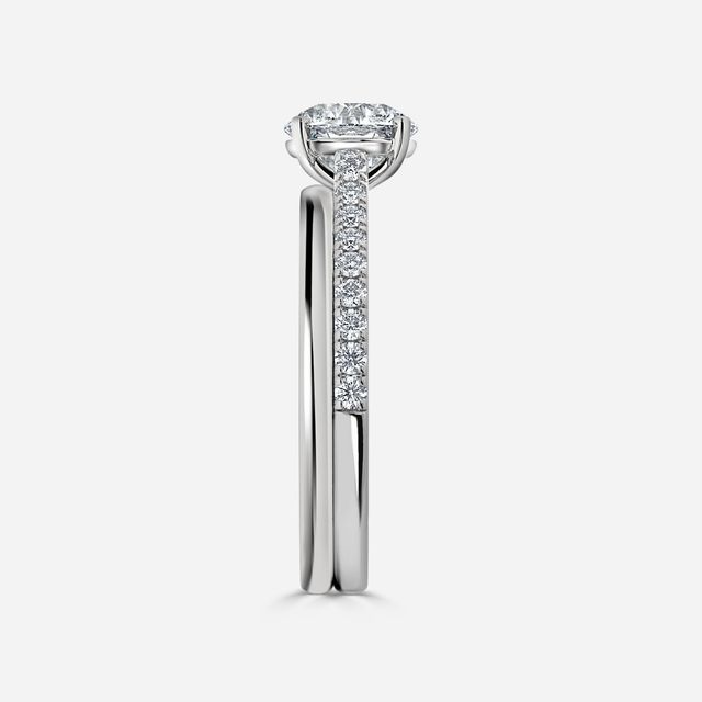 Avery White Gold Plain Band Bridal Set Engagement Ring