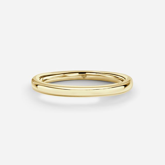 Sadie Two Tone Yellow Gold Plain Band Bridal Set Engagement Ring