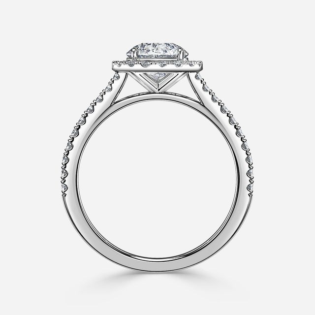 Maya Petite Platinum Plain Band Bridal Set Engagement Ring