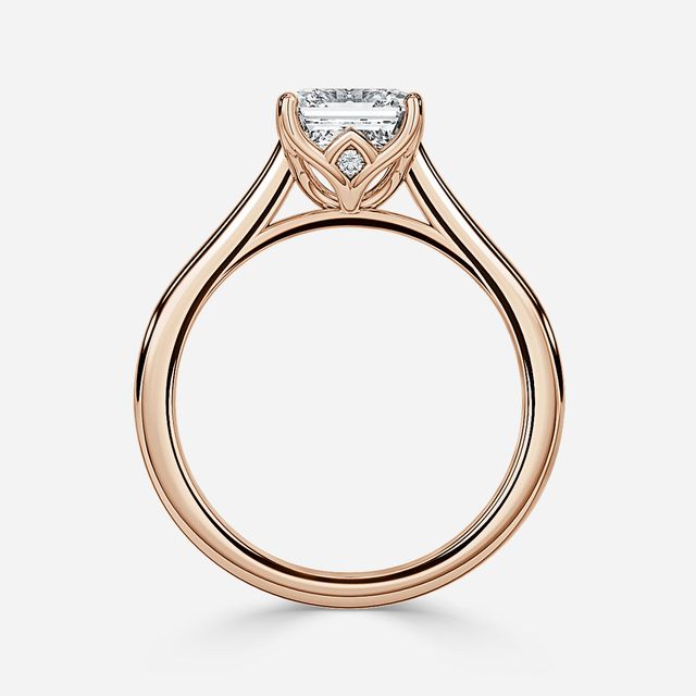 Aerin Solitaire Rose Gold Plain Band Bridal Set Engagement Ring