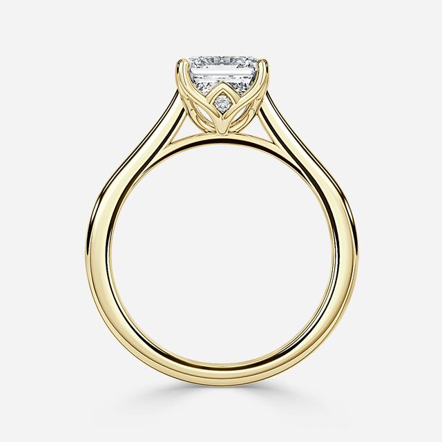 Aerin Solitaire Yellow Gold Pavé Band Bridal Set Engagement Ring