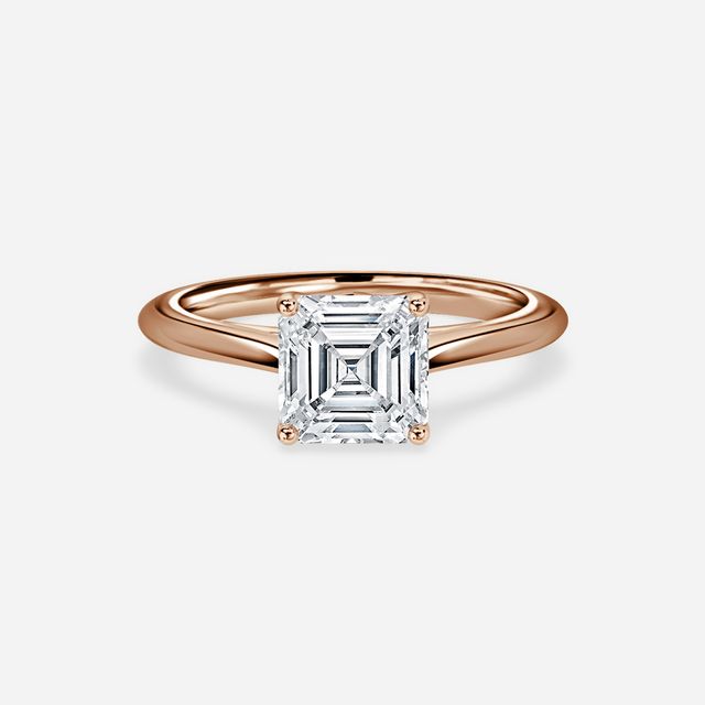Aerin Solitaire Rose Gold Plain Band Bridal Set Engagement Ring
