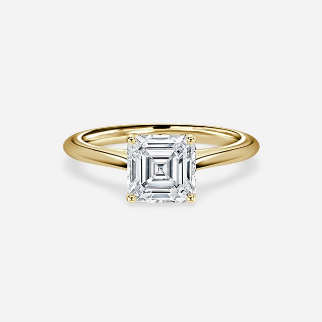 Aerin Solitaire Yellow Gold Pavé Band Bridal Set Engagement Ring