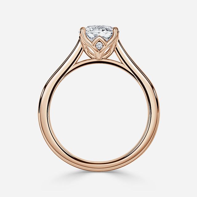 Aerin Solitaire Rose Gold Plain Band Bridal Set Engagement Ring