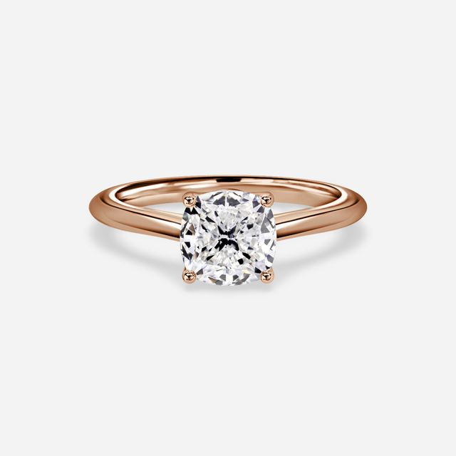 Aerin Solitaire Rose Gold Plain Band Bridal Set Engagement Ring