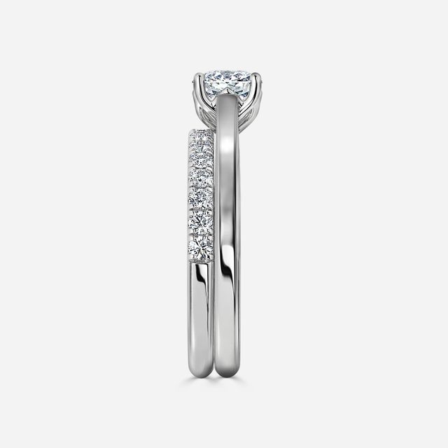 Aerin Solitaire Platinum Pavé Band Bridal Set Engagement Ring