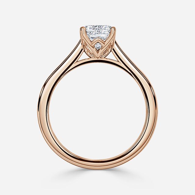 Aerin Solitaire Rose Gold Plain Band Bridal Set Engagement Ring