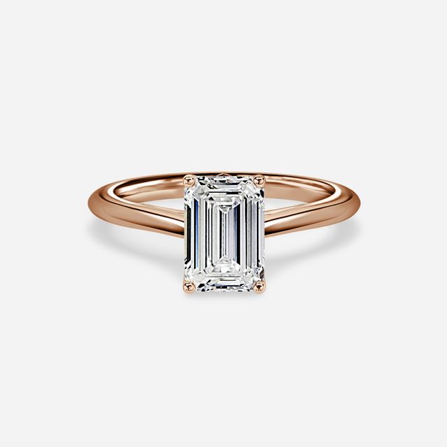 Aerin Solitaire Rose Gold Plain Band Bridal Set Engagement Ring