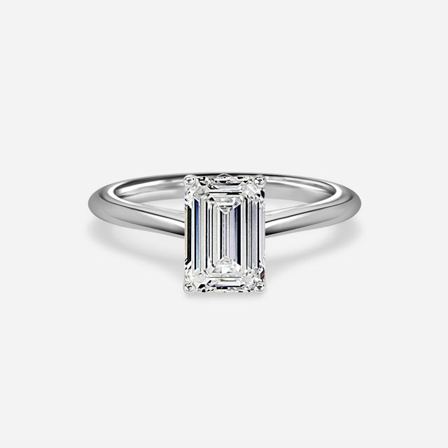 Aerin Solitaire Platinum Pavé Band Bridal Set Engagement Ring