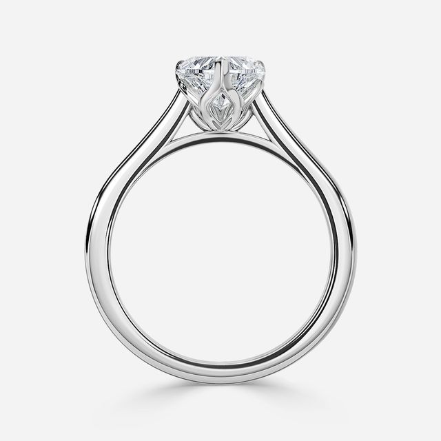 Aerin Solitaire White Gold Pavé Band Bridal Set Engagement Ring