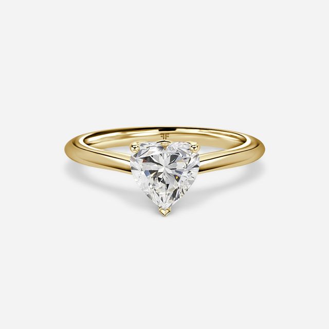 Aerin Solitaire Yellow Gold Plain Band Bridal Set Engagement Ring