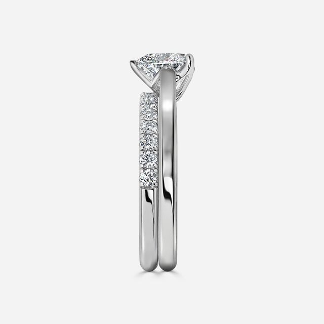Aerin Solitaire White Gold Pavé Band Bridal Set Engagement Ring