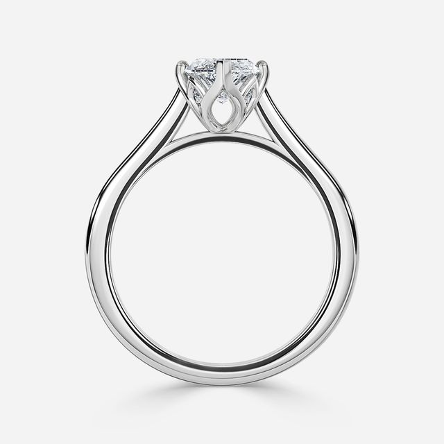 Aerin Solitaire White Gold Plain Band Bridal Set Engagement Ring