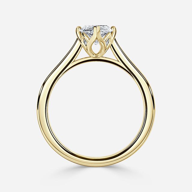 Aerin Solitaire Yellow Gold Pavé Band Bridal Set Engagement Ring