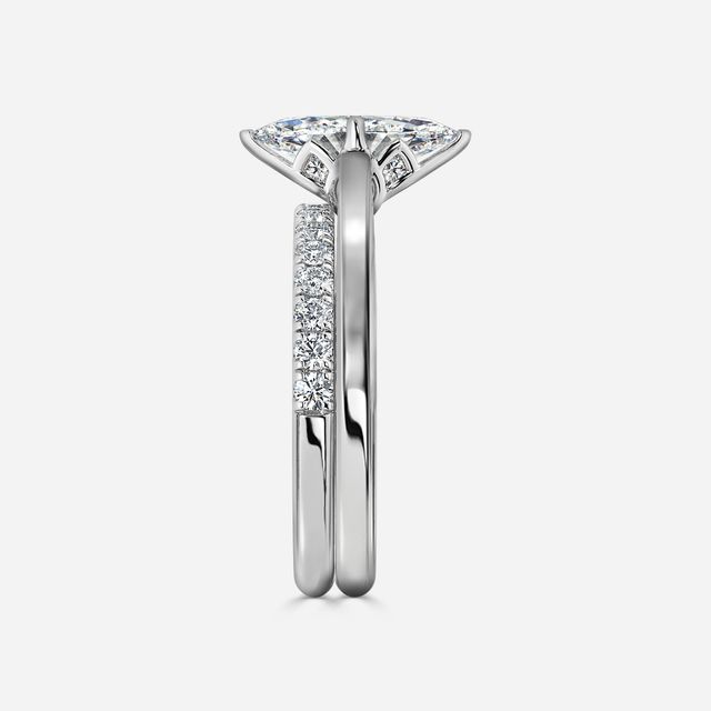Aerin Solitaire White Gold Pavé Band Bridal Set Engagement Ring
