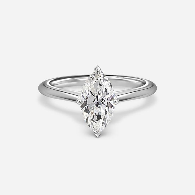 Aerin Solitaire White Gold Plain Band Bridal Set Engagement Ring