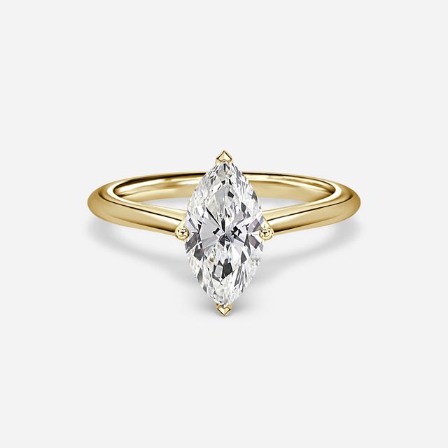 Aerin Solitaire Yellow Gold Pavé Band Bridal Set Engagement Ring