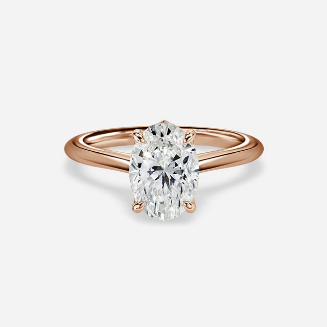 Aerin Solitaire Rose Gold Plain Band Bridal Set Engagement Ring