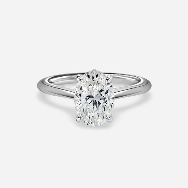 Aerin Solitaire Platinum Plain Band Bridal Set Engagement Ring