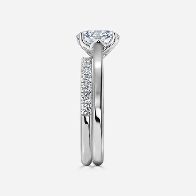 Aerin Solitaire Platinum Pavé Band Bridal Set Engagement Ring