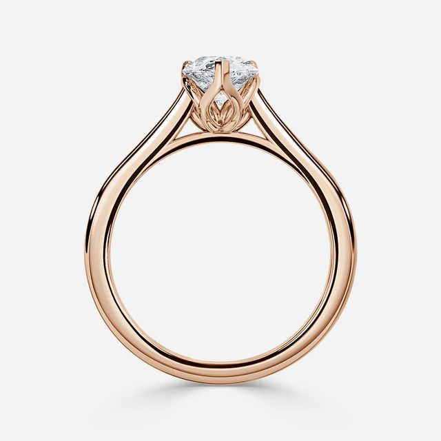Aerin Solitaire Rose Gold Plain Band Bridal Set Engagement Ring