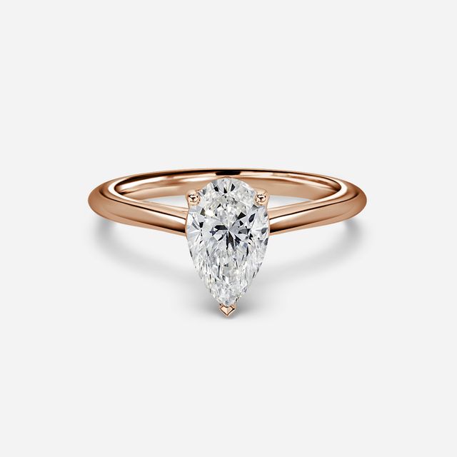 Aerin Solitaire Rose Gold Plain Band Bridal Set Engagement Ring