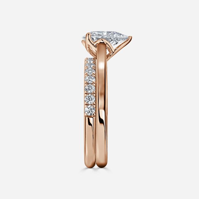 Aerin Solitaire Rose Gold Pavé Band Bridal Set Engagement Ring