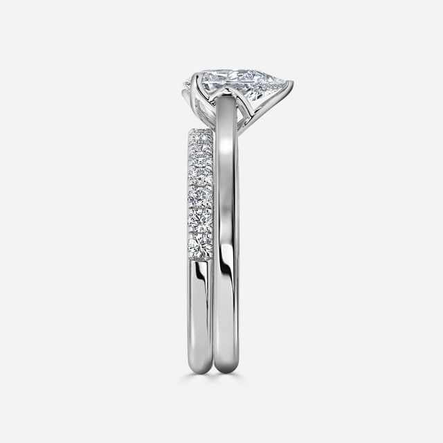 Aerin Solitaire Platinum Pavé Band Bridal Set Engagement Ring