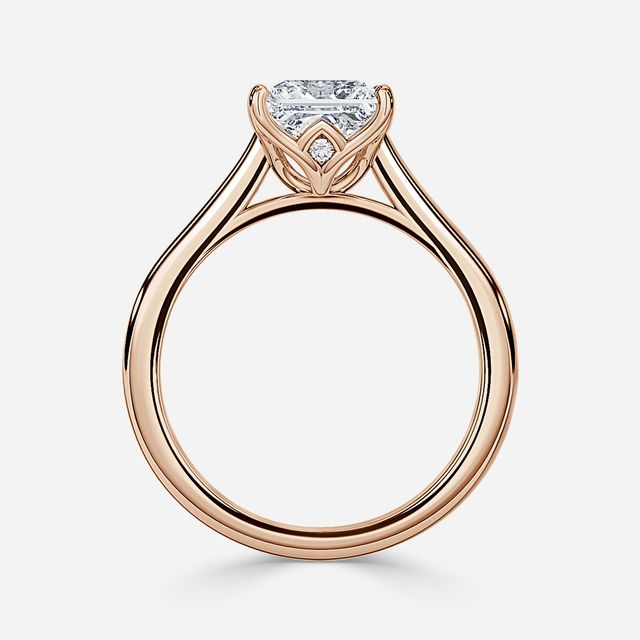 Aerin Solitaire Rose Gold Pavé Band Bridal Set Engagement Ring