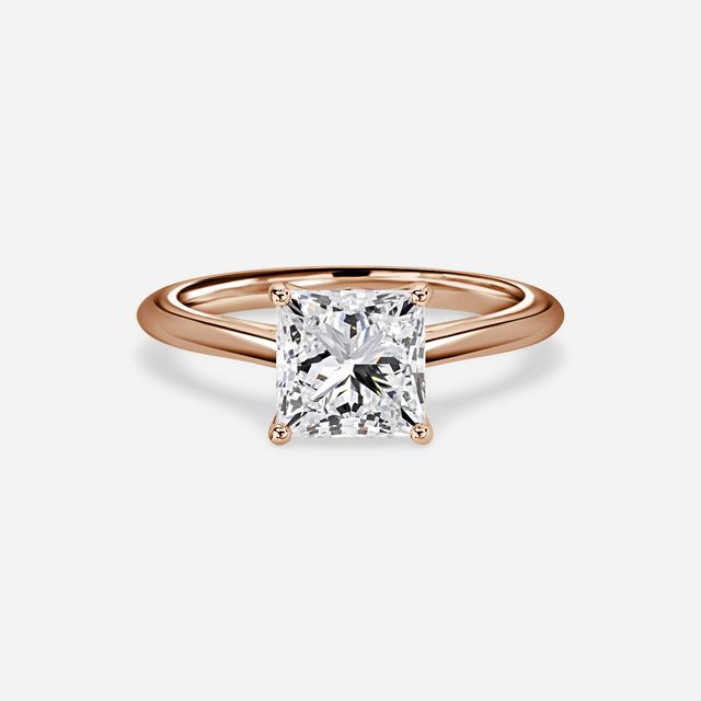 Aerin Solitaire Rose Gold Pavé Band Bridal Set Engagement Ring