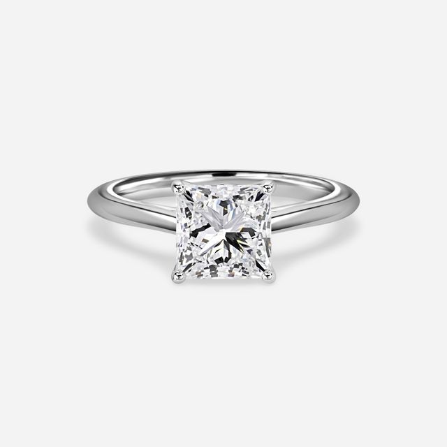 Aerin Solitaire White Gold Plain Band Bridal Set Engagement Ring