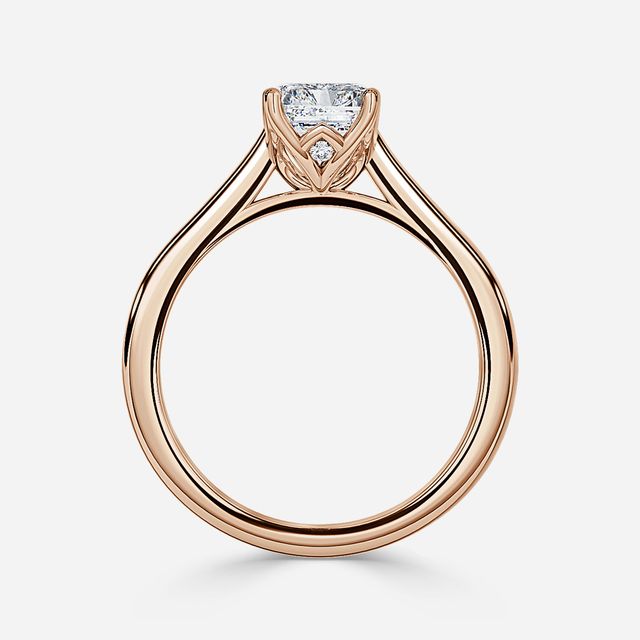Aerin Solitaire Rose Gold Plain Band Bridal Set Engagement Ring