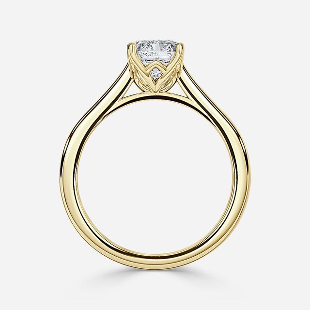 Aerin Solitaire Yellow Gold Pavé Band Bridal Set Engagement Ring