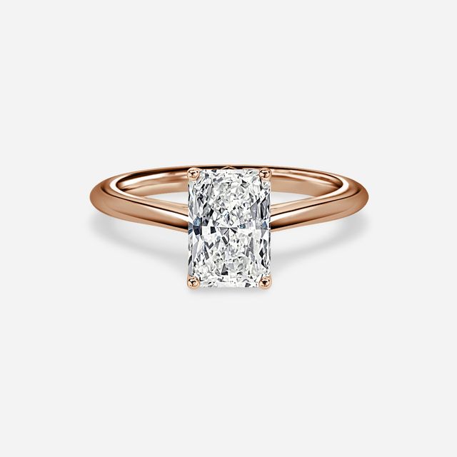 Aerin Solitaire Rose Gold Plain Band Bridal Set Engagement Ring