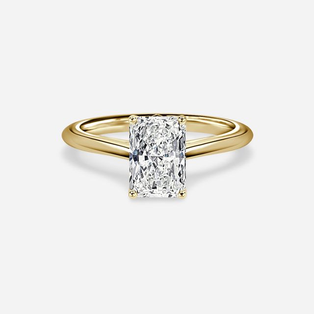 Aerin Solitaire Yellow Gold Pavé Band Bridal Set Engagement Ring
