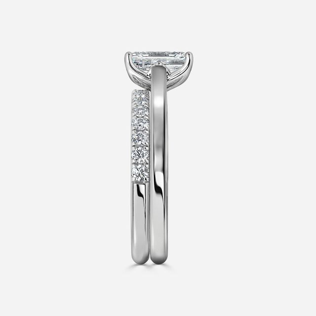 Aerin Solitaire Platinum Pavé Band Bridal Set Engagement Ring