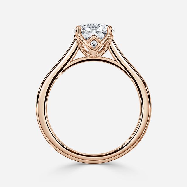 Aerin Solitaire Rose Gold Plain Band Bridal Set Engagement Ring