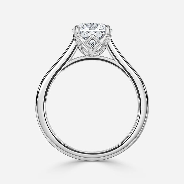 Aerin Solitaire White Gold Plain Band Bridal Set Engagement Ring